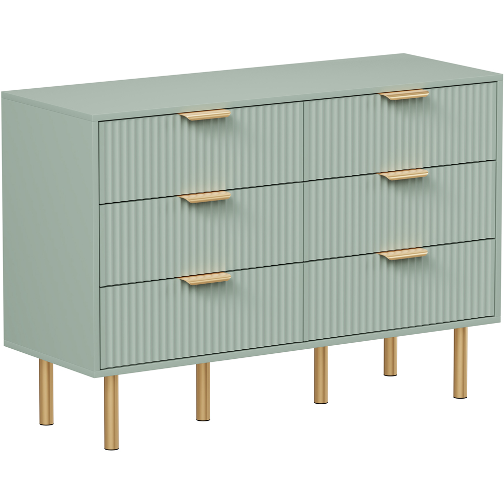 FurnitureHMD 6 Drawer Light Green Wave Pattern Chest of Drawers Image 2