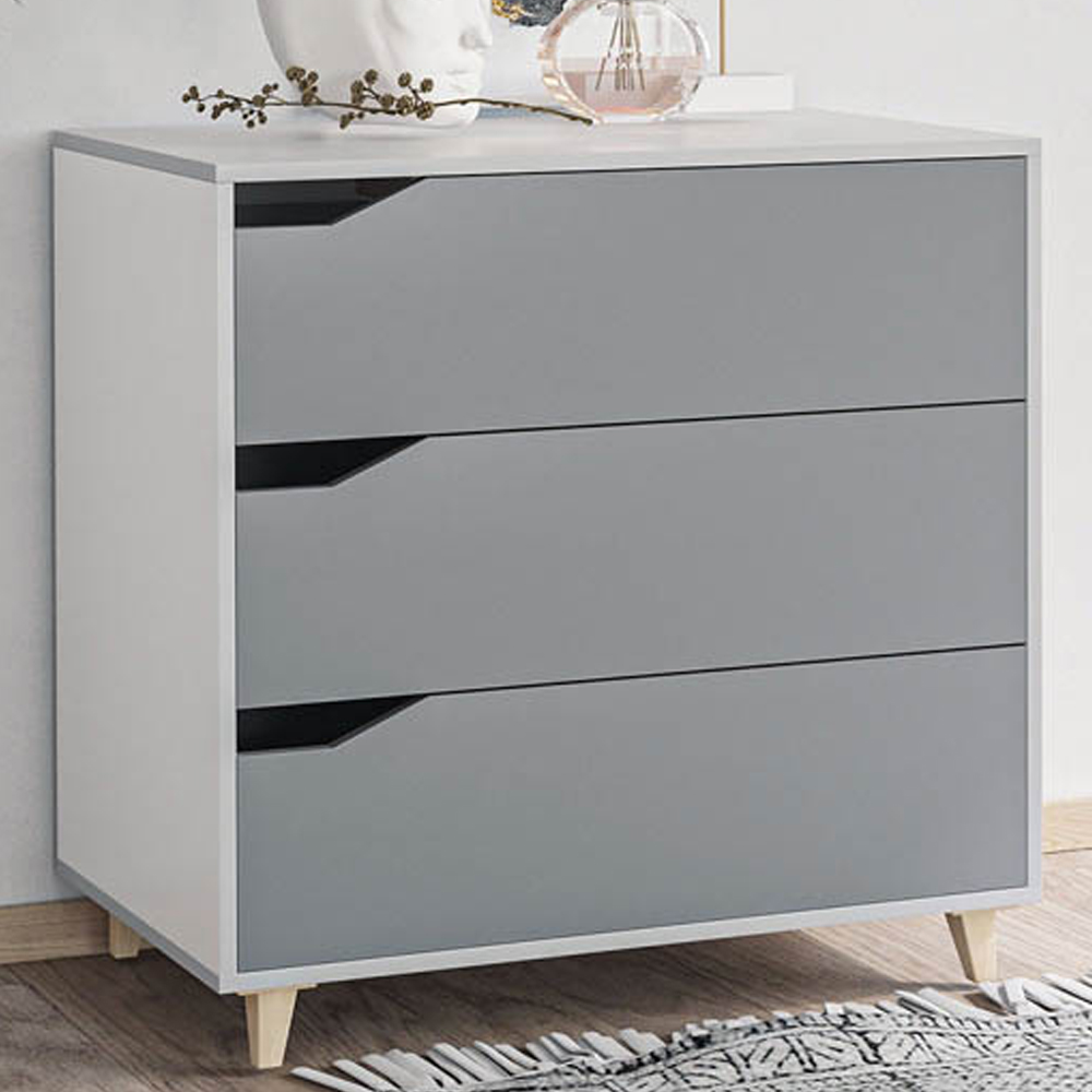 Portland 3 Drawer Grey Storage Cabinet Image 1