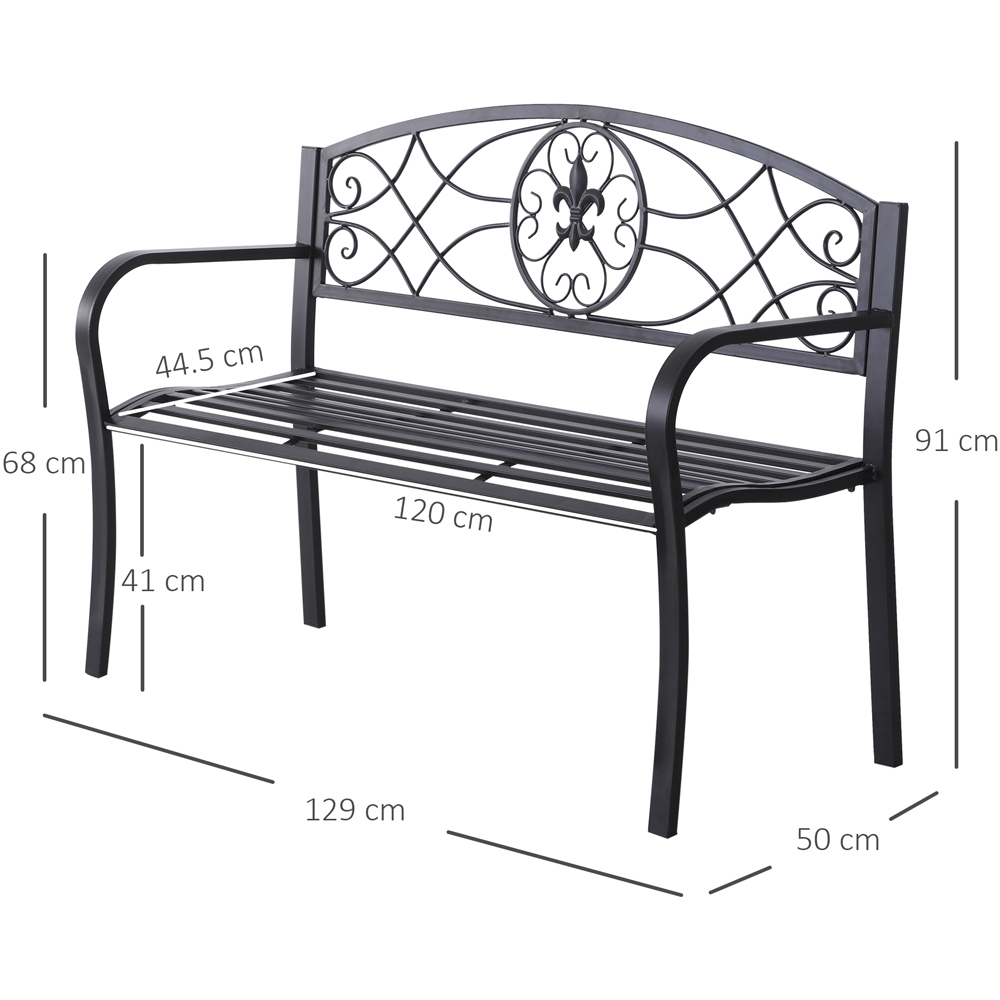 Outsunny 2 Seater Black Floral Design Garden Bench Image 7