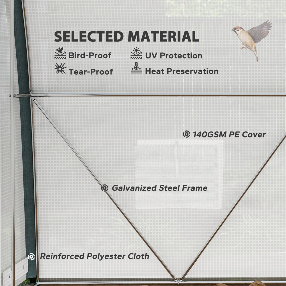 Outsunny 6.5 x 9.7ft Walk-in Tunnel Greenhouse with Mesh Door and Window Image 5