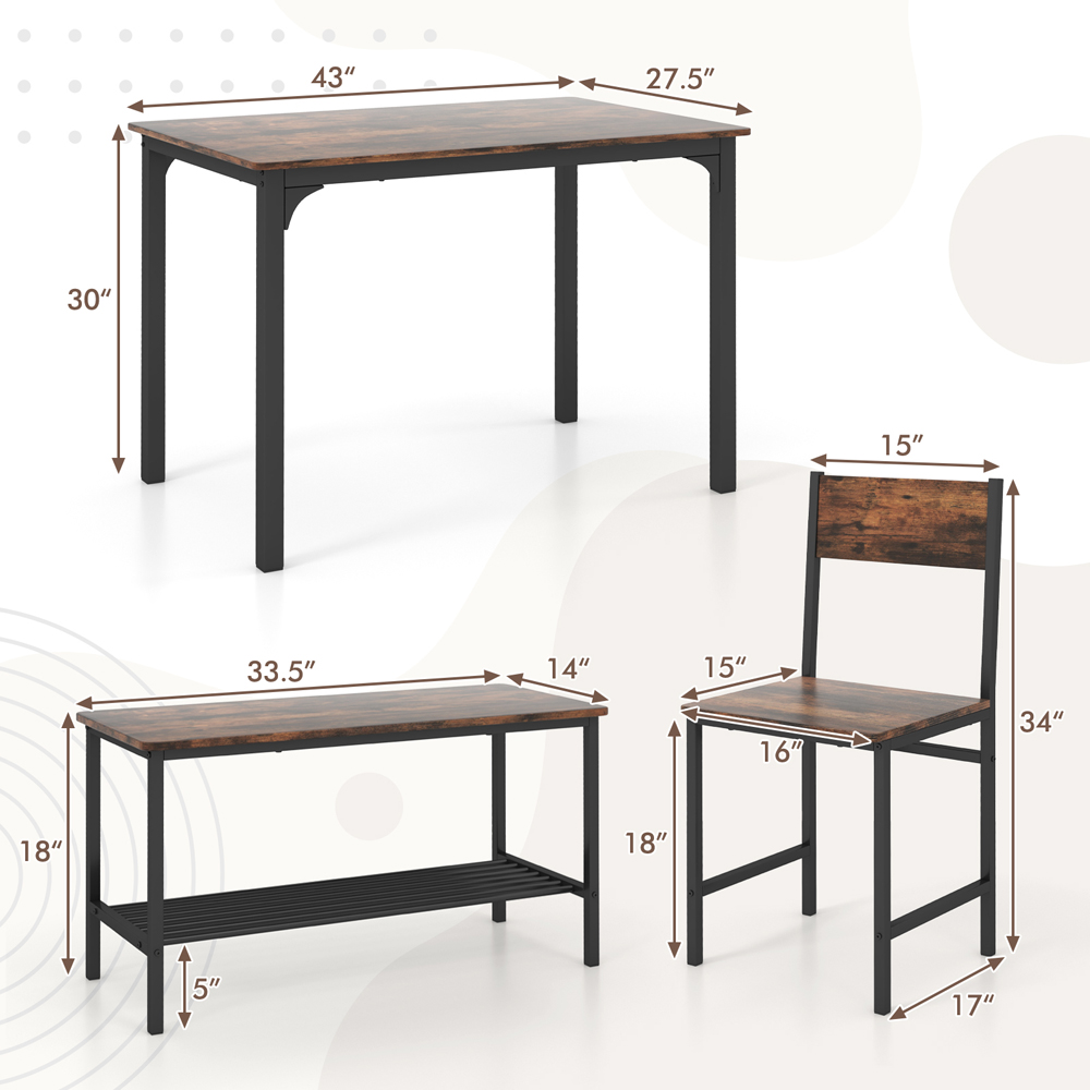 Costway 4 Seater Dining Set Coffee Image 8