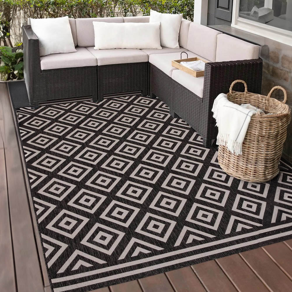 Charcoal Diamond Indoor Outdoor Rug 160cm Image 3