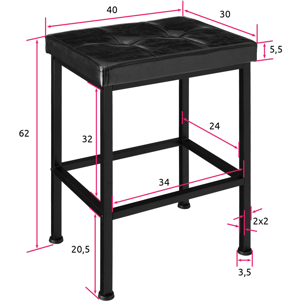 Tectake Bodie Black Bar Stool Set of 2 Image 9