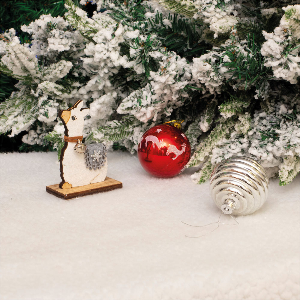 St Helens White Sitting Wooden Alpaca Ornament Image 5