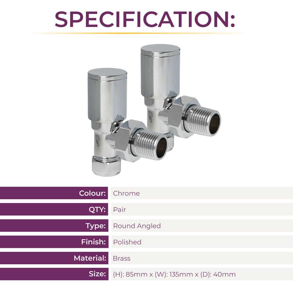 Go Bathrooms Chrome Angled Radiator Valve 15mm 2 Pack Image 4