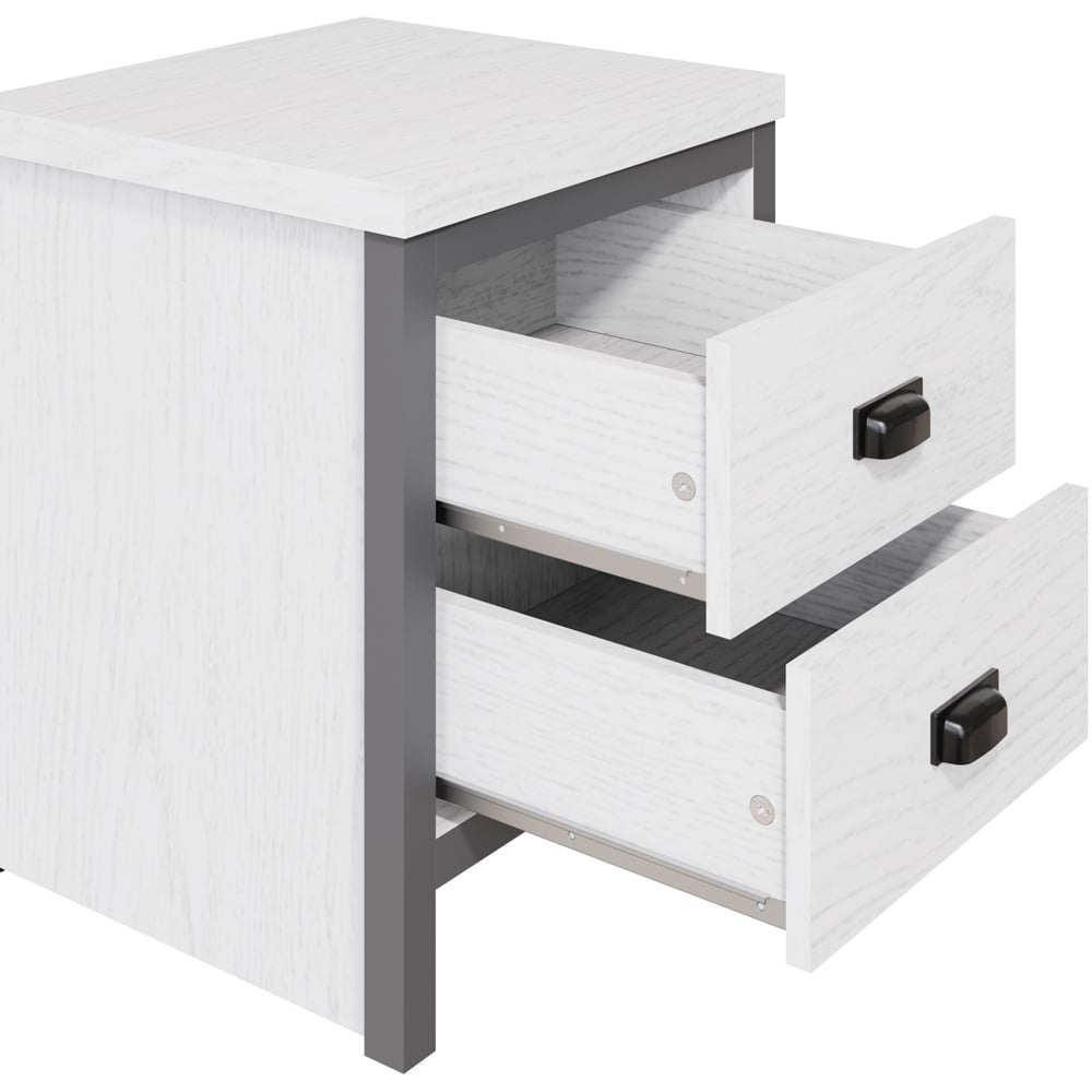 GFW Boston 2 Drawer White Oak Bedside Table Image 5