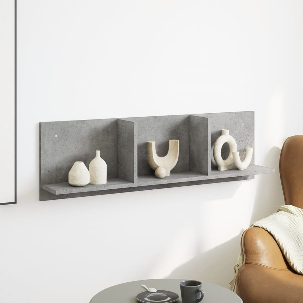 vidaXL 3 Shelf Concrete Grey Wall Cabinet Image 2