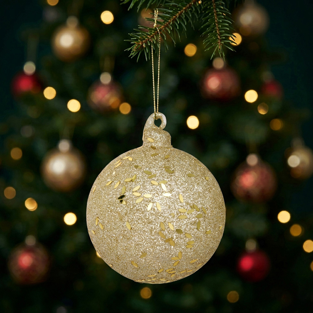 Sparkle Gold Glitter Bauble - Gold Image 2