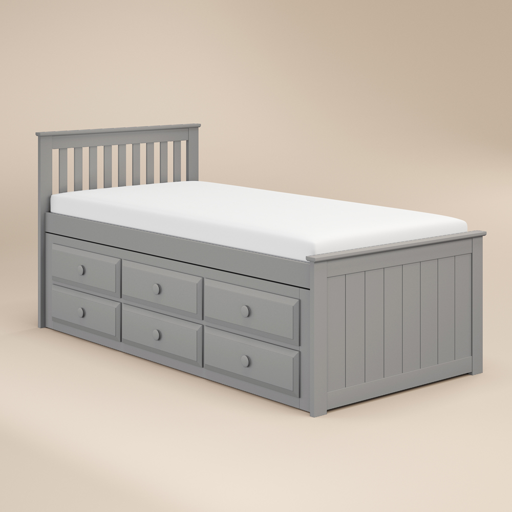Flair Montana Captain's Single Grey 3 Drawer Wooden Guest Bed with Trundle Image 2