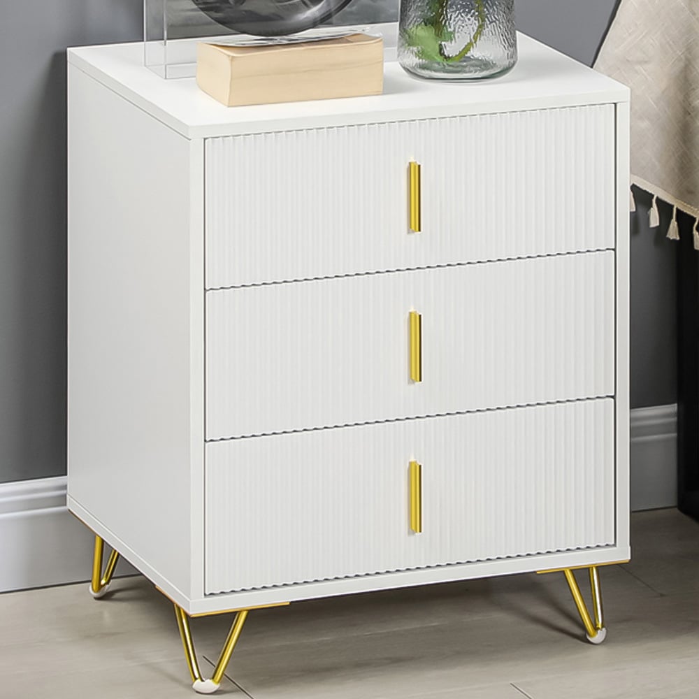 Portland 3 Drawer White Chest of Drawers Image 1