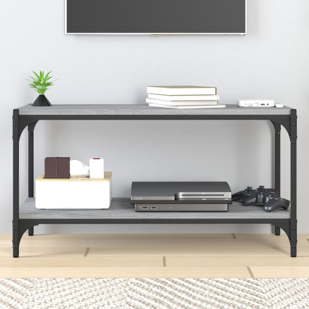 vidaXL Single Shelf Grey Sonoma Wood and Steel TV Cabinet Image 1