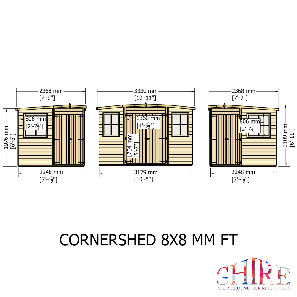 Shire 8 x 8ft Double Door Shiplap Corner Shed Image 8