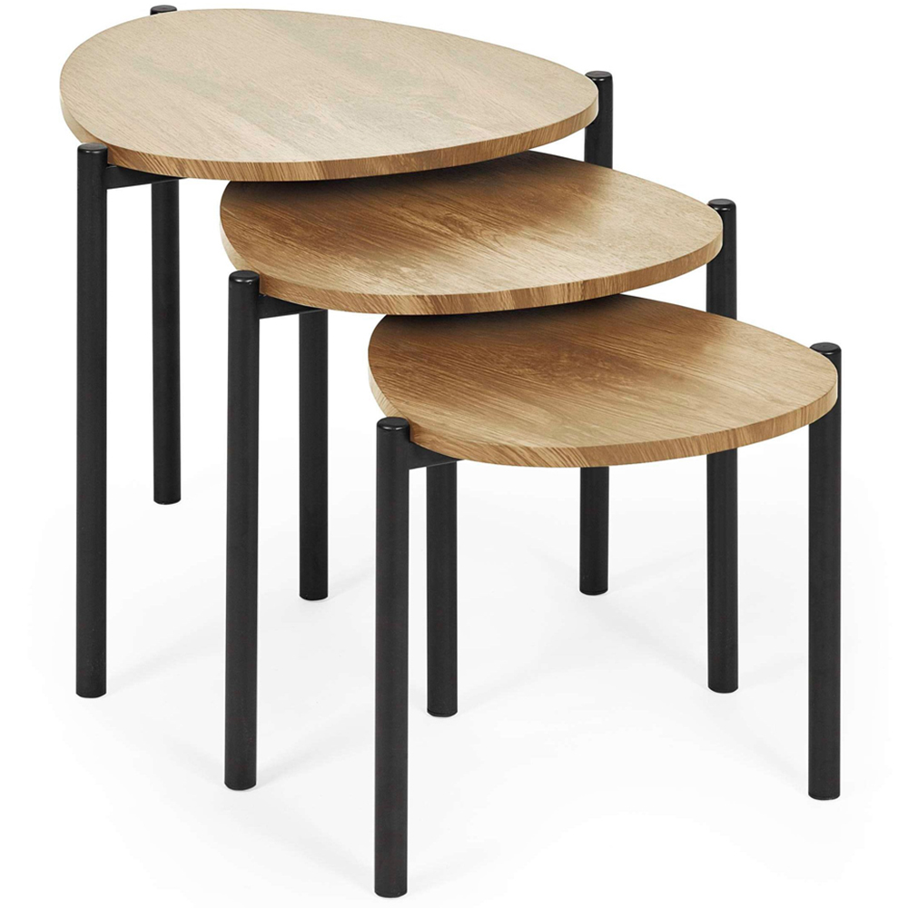 Julian Bowen Lorette Oak Effect Teardrop Nest of Tables Set of 3 Image 2