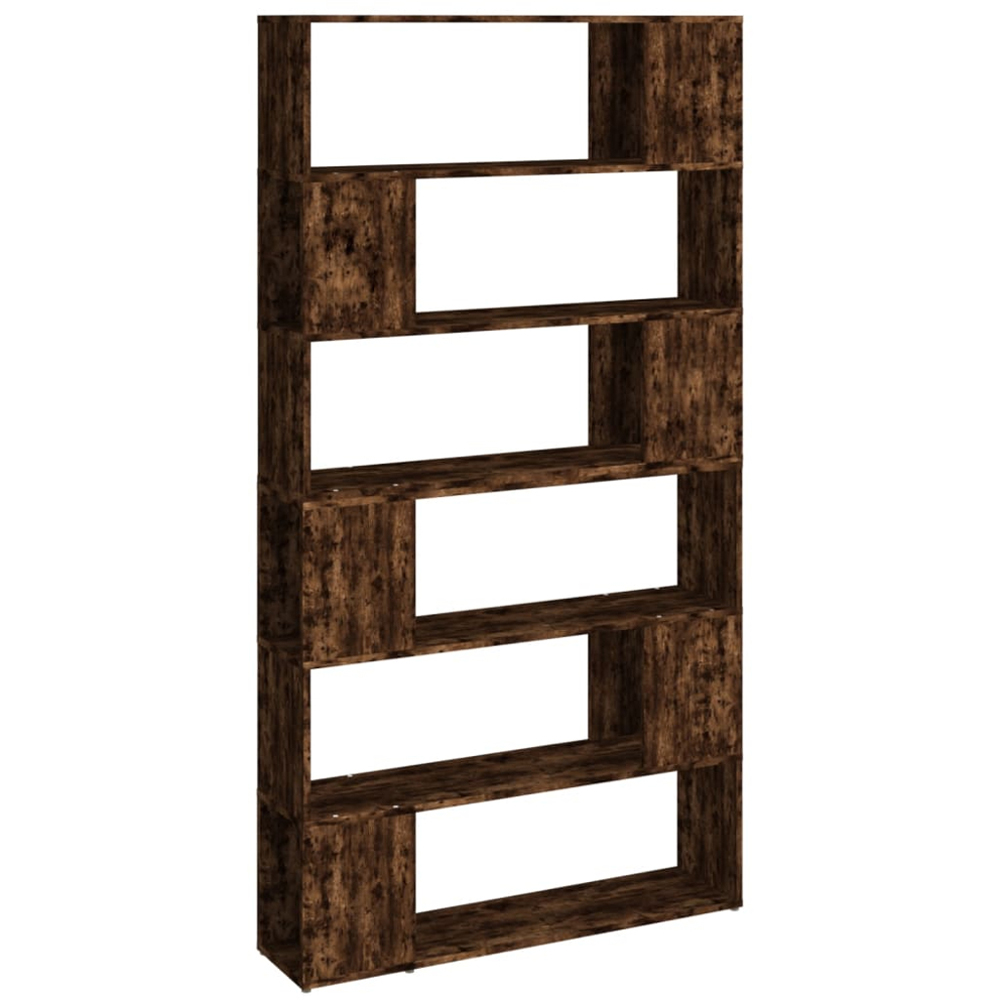 vidaXL 6 Shelf Smoked Oak Bookcase Image 2