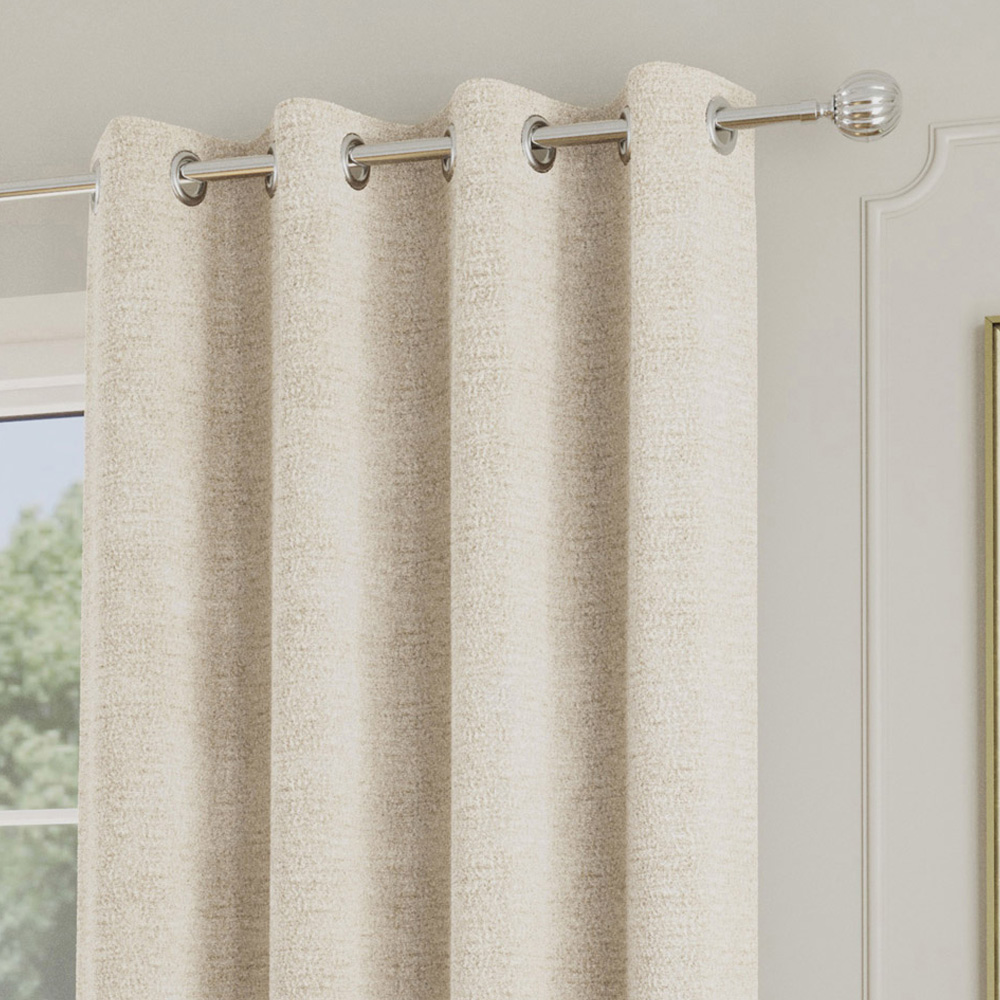 Enhanced Living Royale Cream Boucle Thermal Darkening Eyelet Curtains 168 x 137cm Image 2