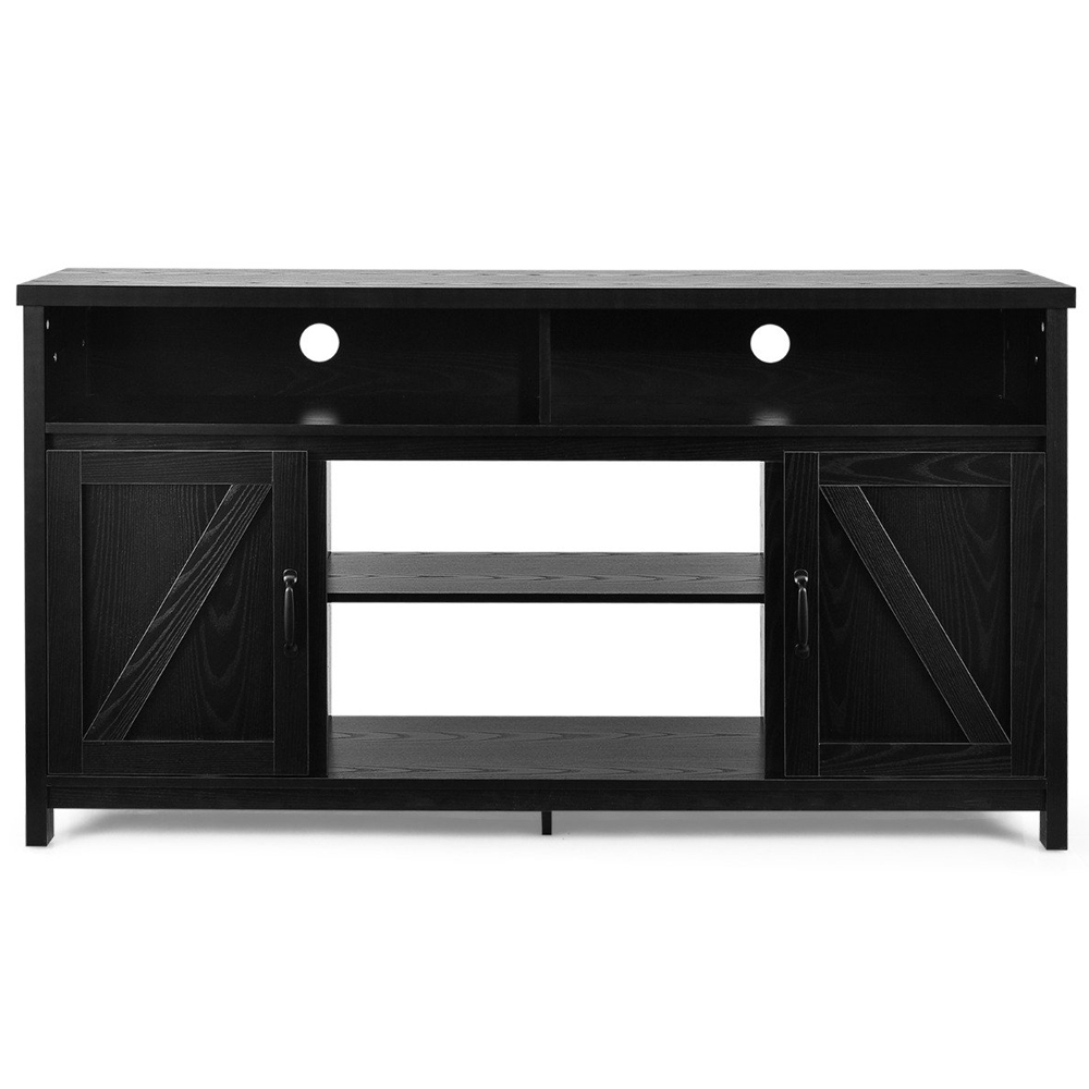 Costway Modern Farmhouse 2 Door Black TV Unit Image 2