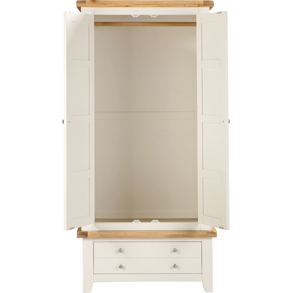 Seconique Windsor 2 Door Single Drawer Ivory and Oak Wardrobe Image 5