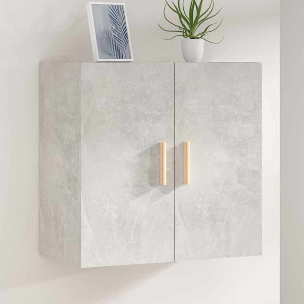 vidaXL 2 Door Concrete Grey Wall Cabinet with Gold Handle Image 1