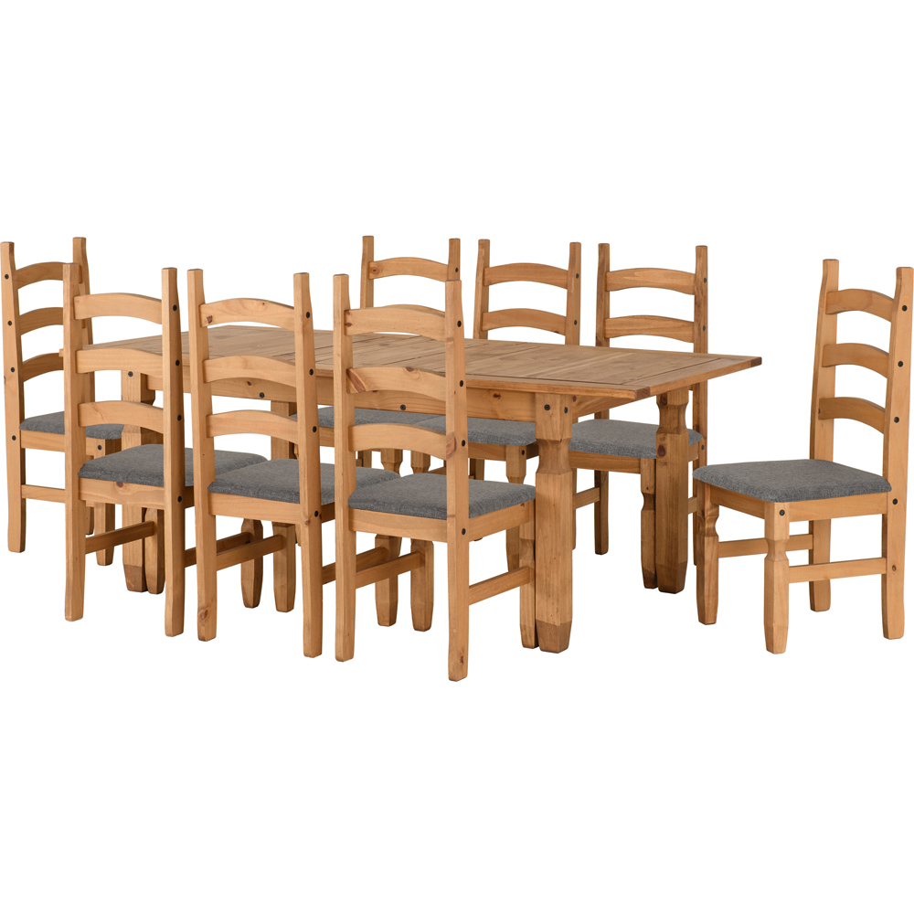 Seconique Corona 8 Seater Extending Dining Set Distressed Waxed Pine and Grey Image 2