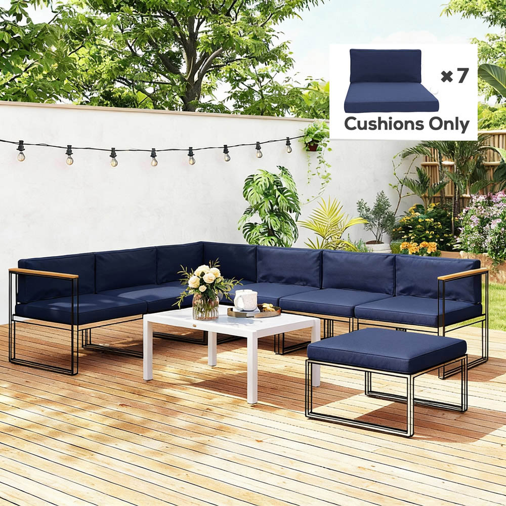 Outsunny 14 Piece Blue Garden Furniture Replacement Cushion Set Image 4
