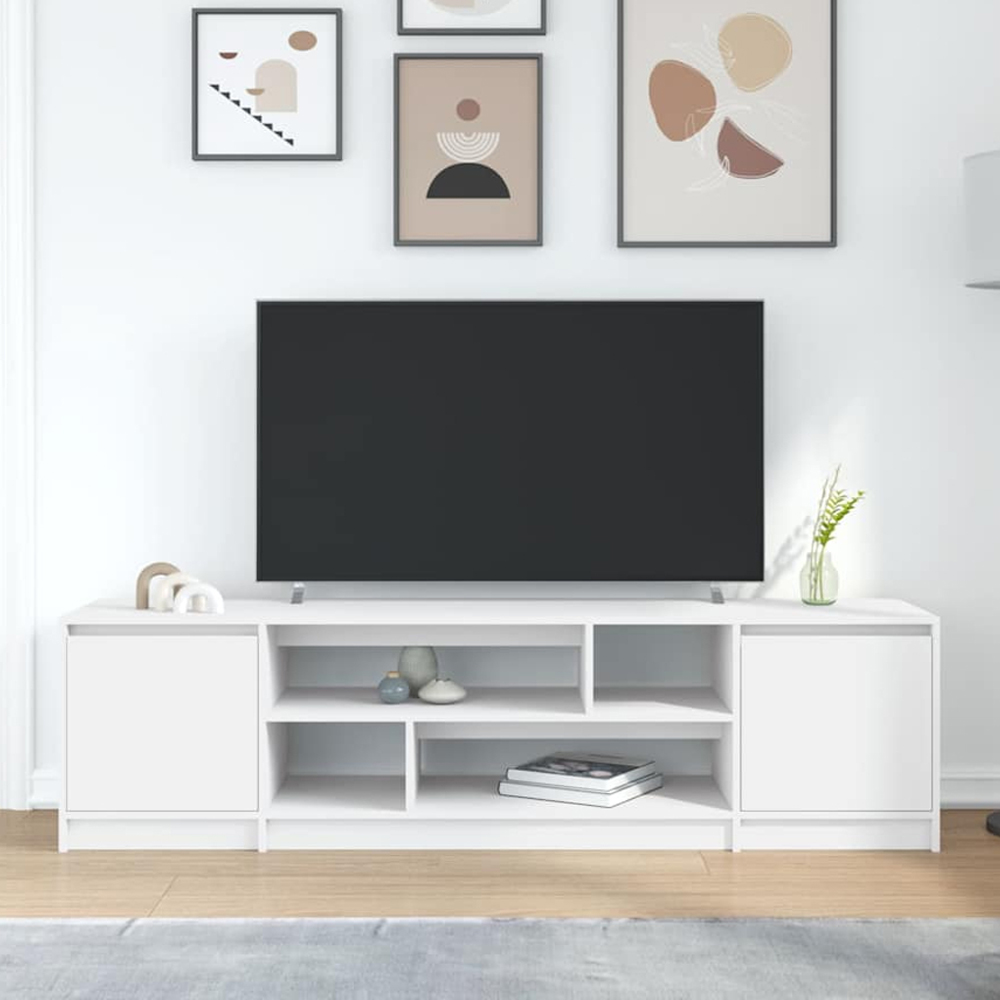 vidaXL 2 Door 4 Shelf White TV Cabinet Image 1