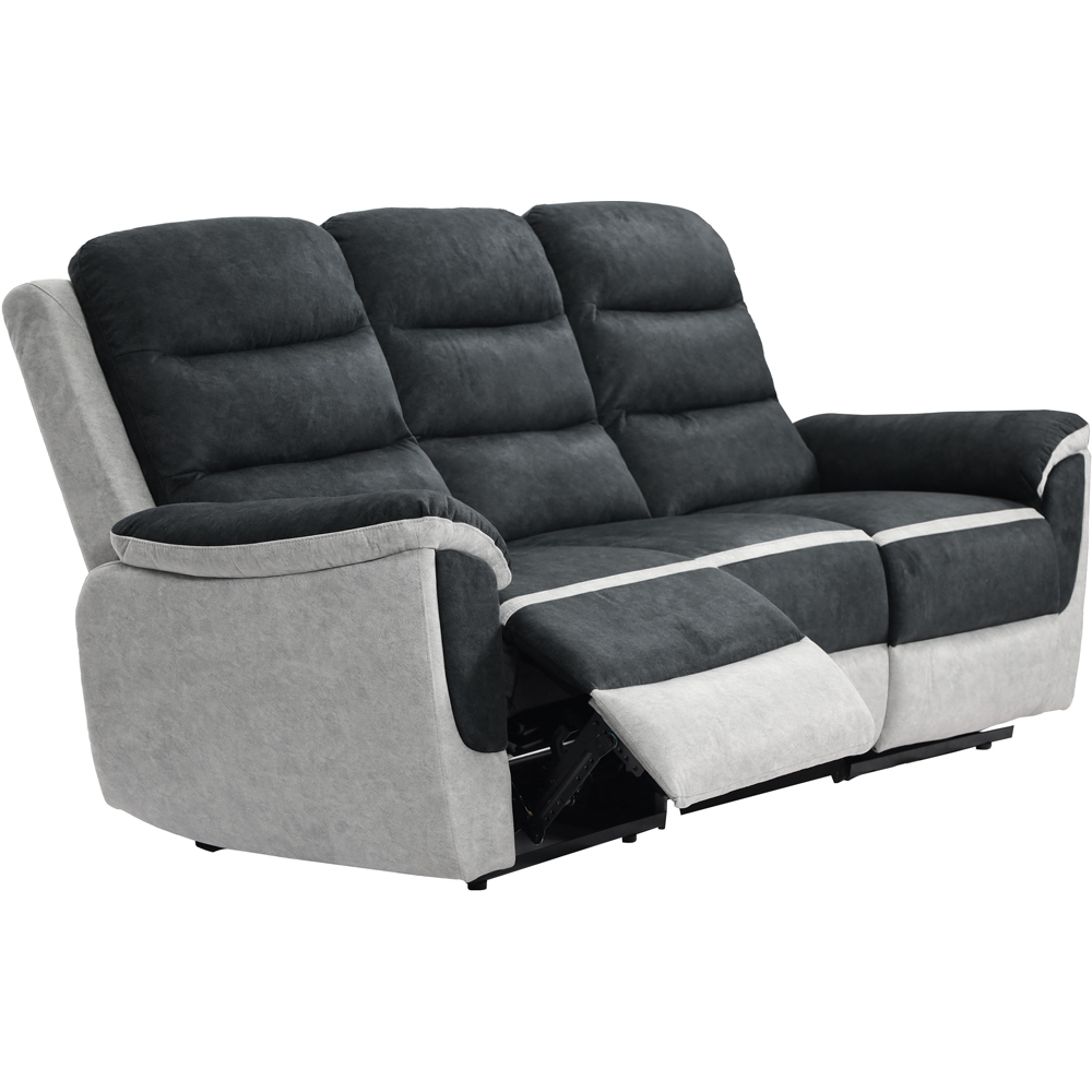 Comfy Living 3 Seater Two Tone Contrast Fabric Manual Recliner Sofa Image 2