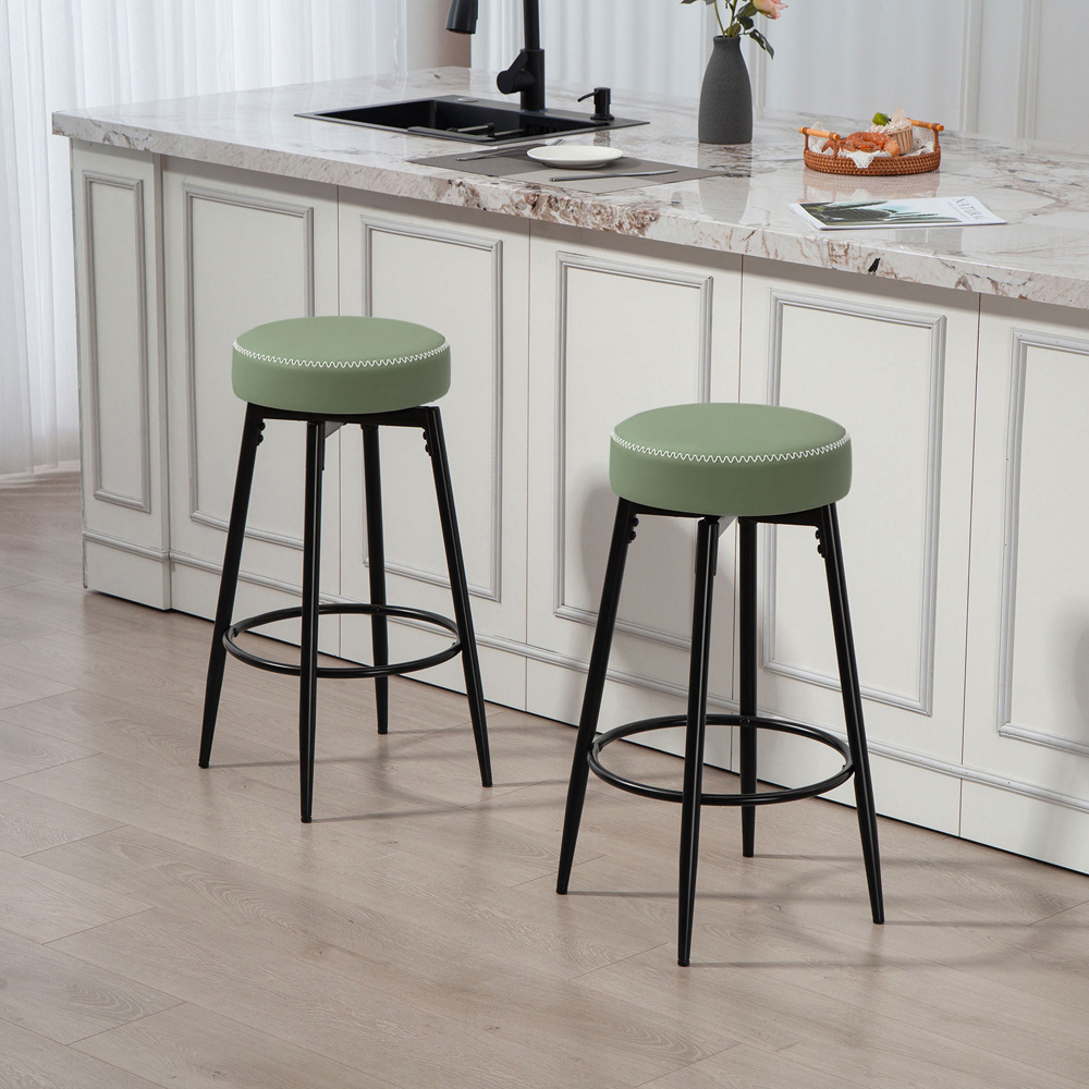 HOMCOM PU Leather Swivel Bar Stool with Footrest Set of 2 Image 5