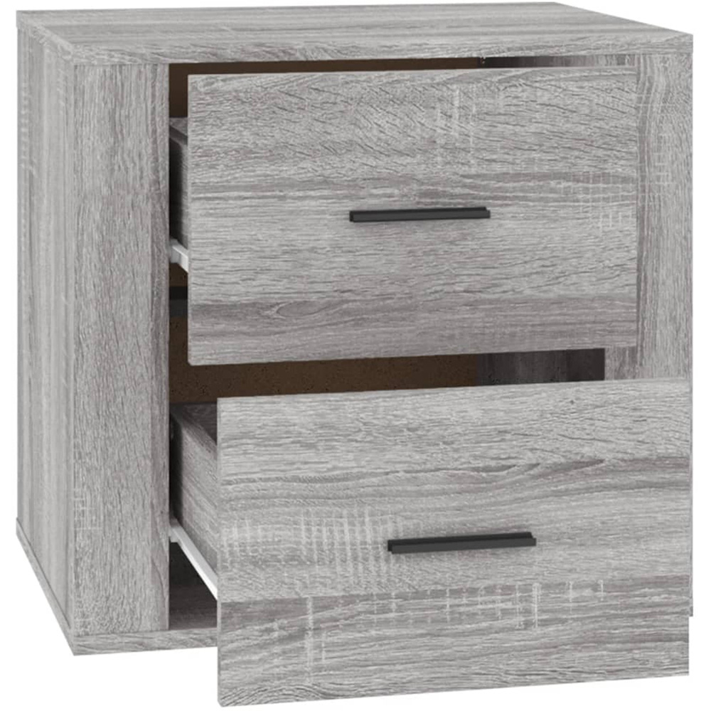 vidaXL 2 Drawer Grey Sonoma Bedside Cabinet Image 7