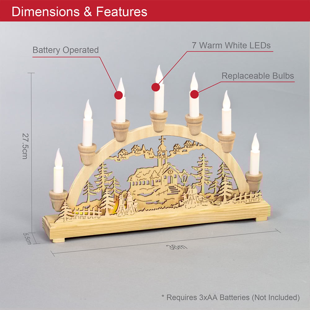 The Christmas Workshop LED Wooden Candle Bridge Decoration Image 8
