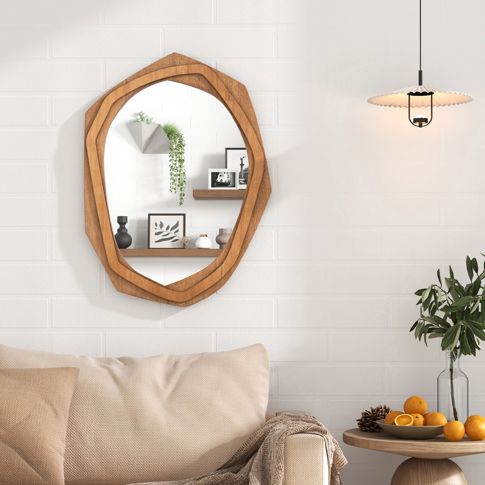 Costway Natural Irregular Wall Mirror 89 x 66cm Image 2