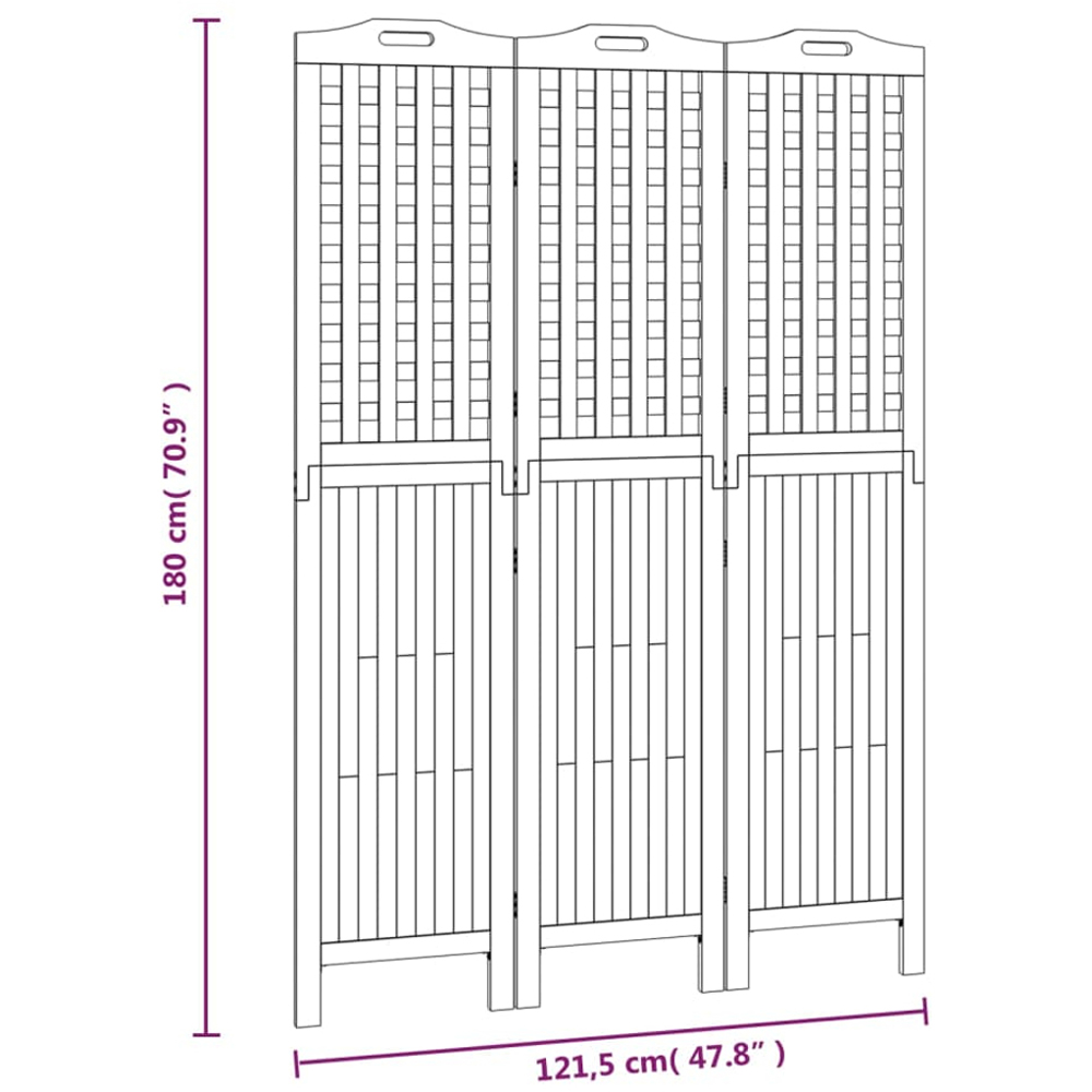 vidaXL Black Wooden 3 Panel Room Divider 121.5 x 2 x 180cm Image 5