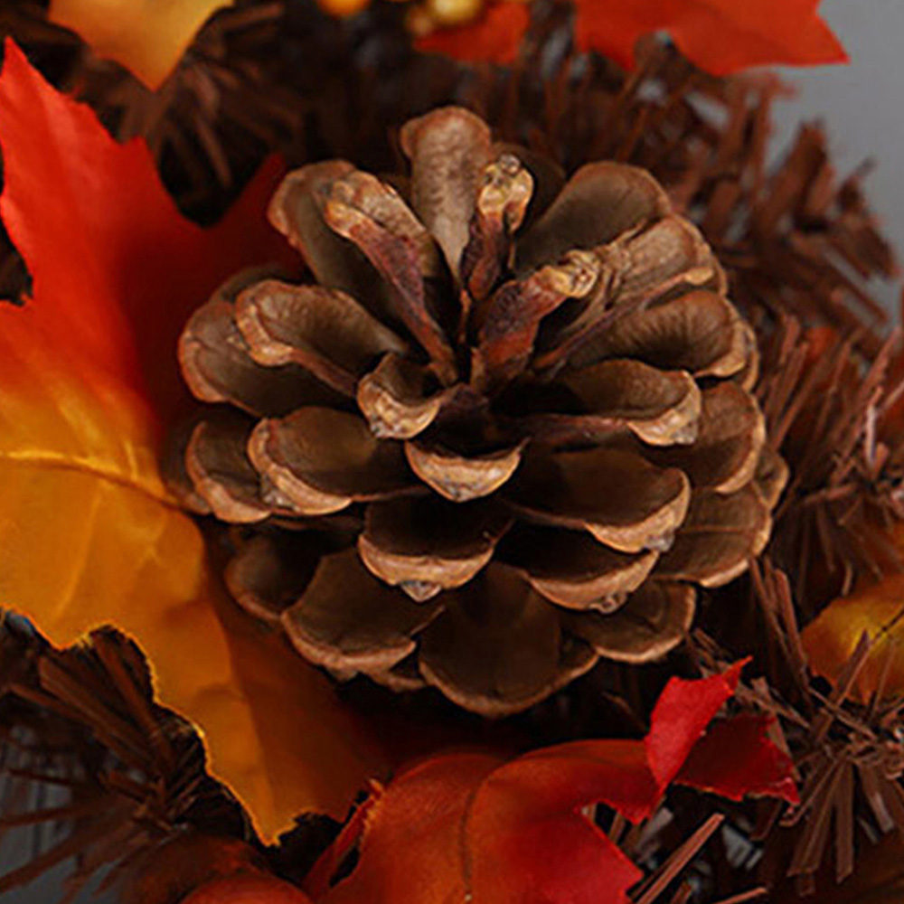 Living and Home LED Wreath with Maple Leaves Pumpkins Berries and Pinecones 60cm Image 4