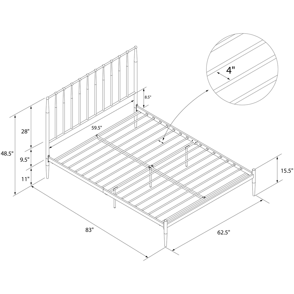 Dorel Giulia King Size Gold Metal Bed Frame Image 7