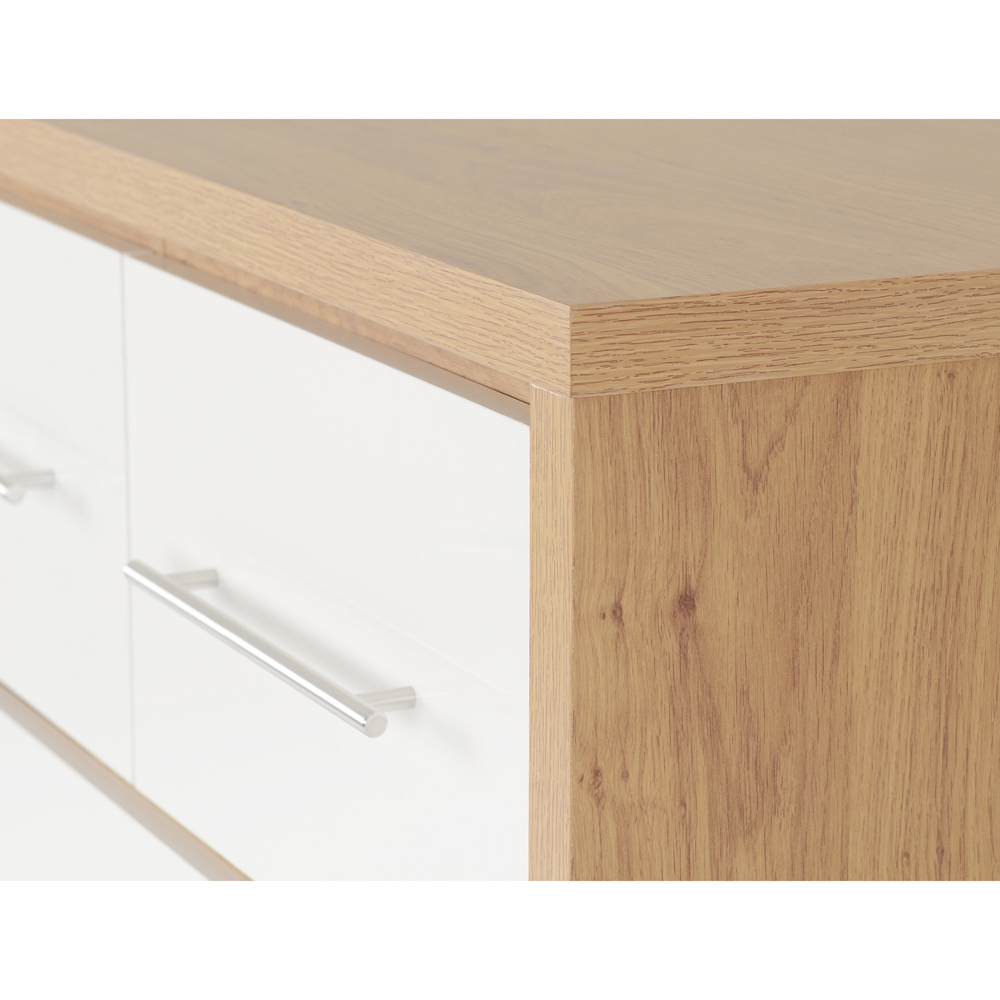 Seconique Seville 5 Drawer White Gloss Light Oak Effect Veneer Chest of Drawers Image 5