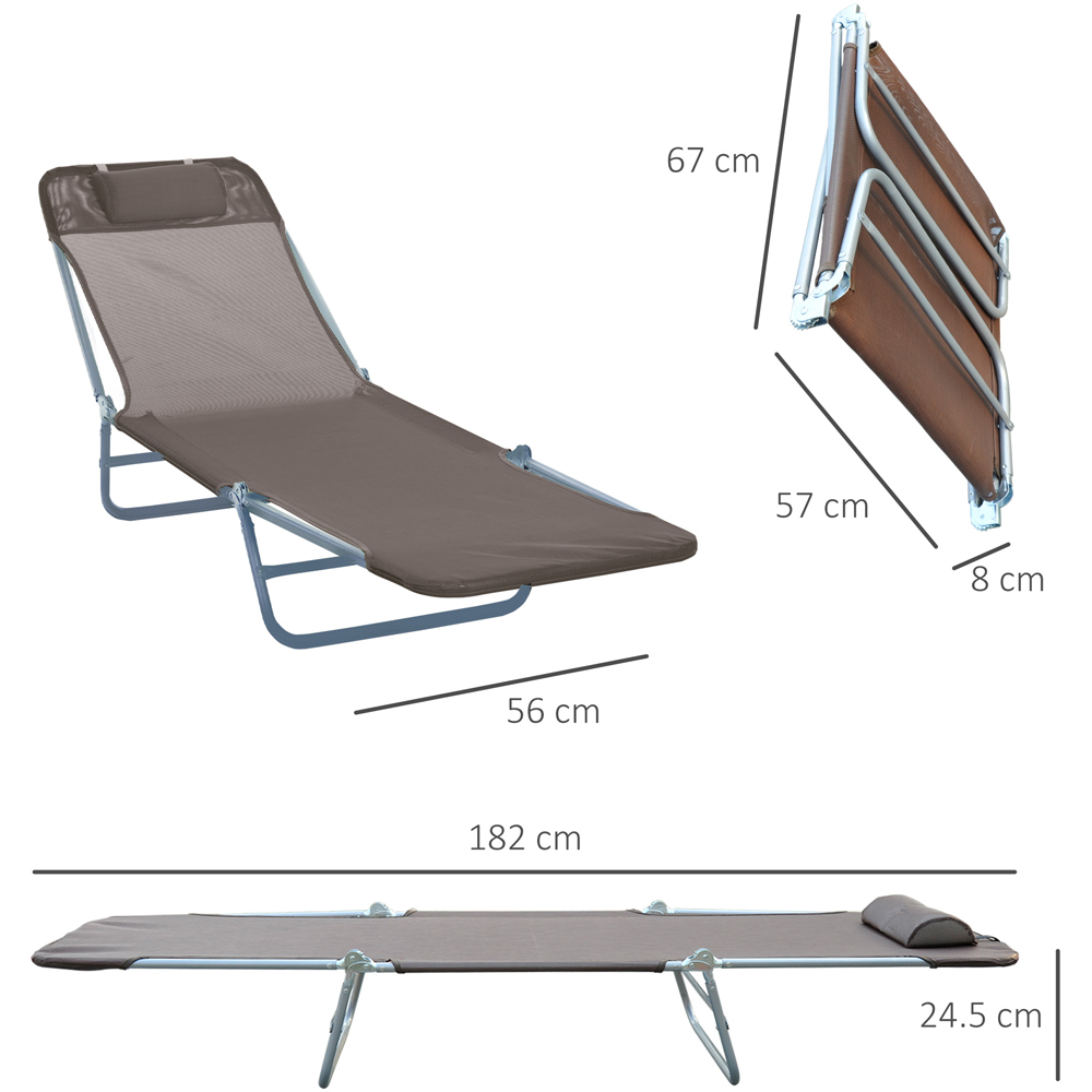 Outsunny Coffee 6 Level Reclining Folding Sun Lounger Image 8