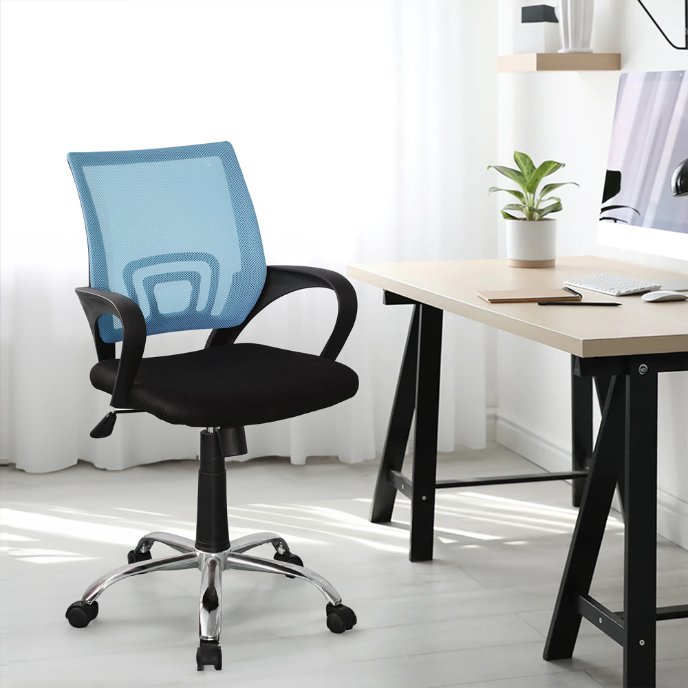 Loft Black and Blue Mesh Swivel Office Chair Image 3