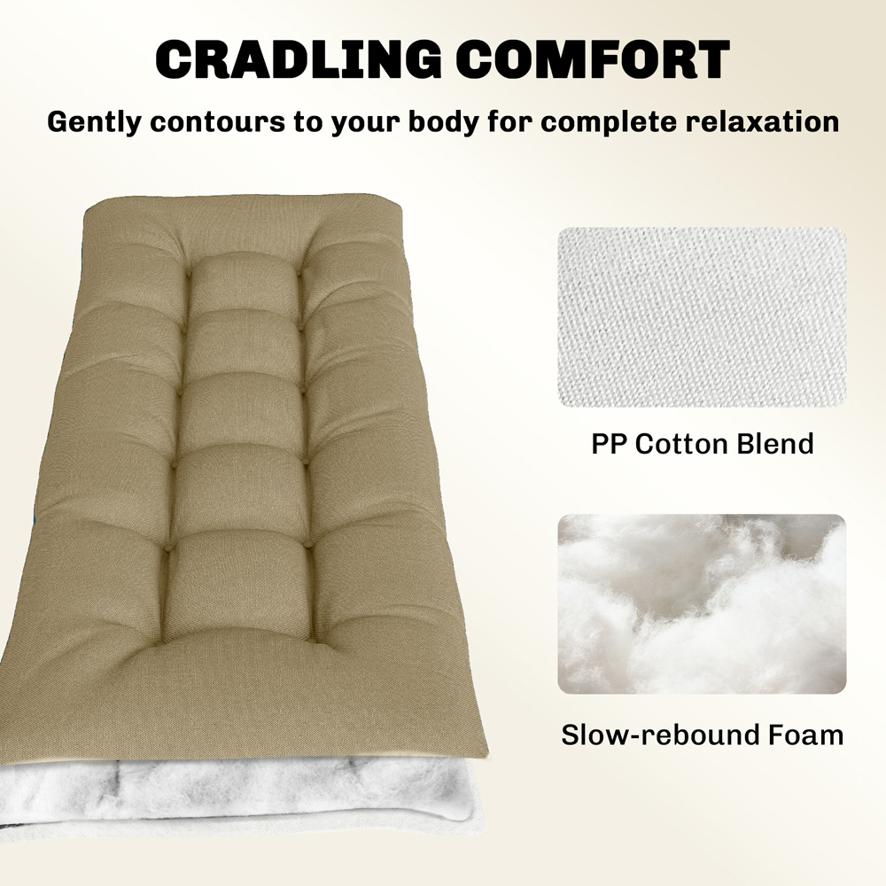 Outsunny Memory Foam Sun Lounger Cushion with Ties Image 5