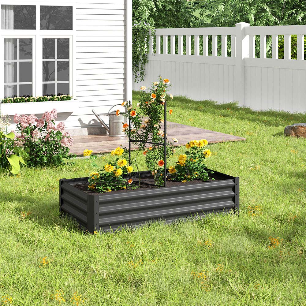 Living and Home Black Galvanised Steel Raised Garden Bed 120 x 60cm Image 2