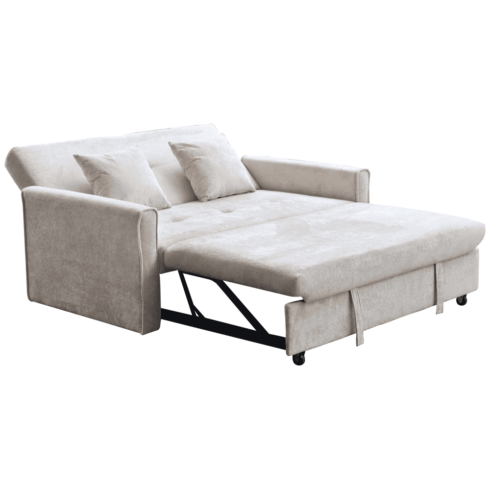 Home Source Charleston 3 Seater Beige Velvet Sofa Bed Image 3