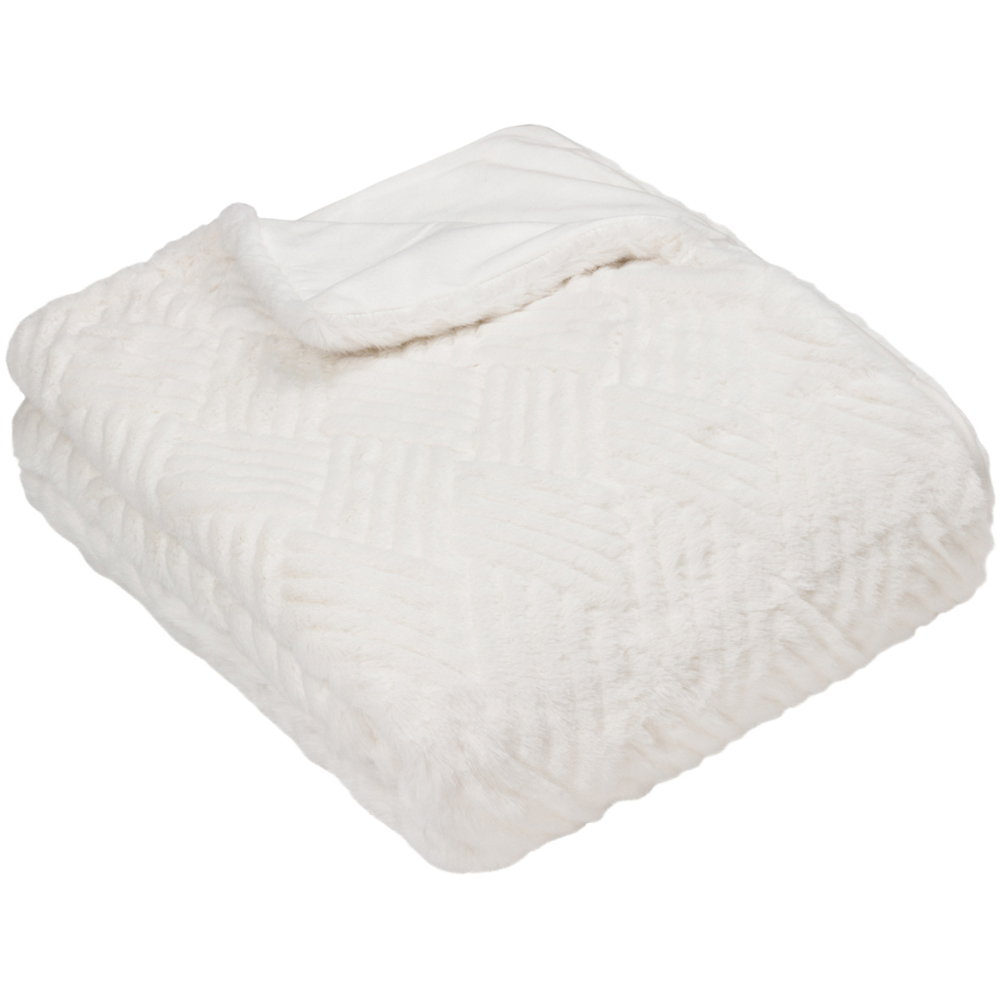 Paoletti Sonnet White Cut Faux Fur Throw 130 x 180cm Image 1