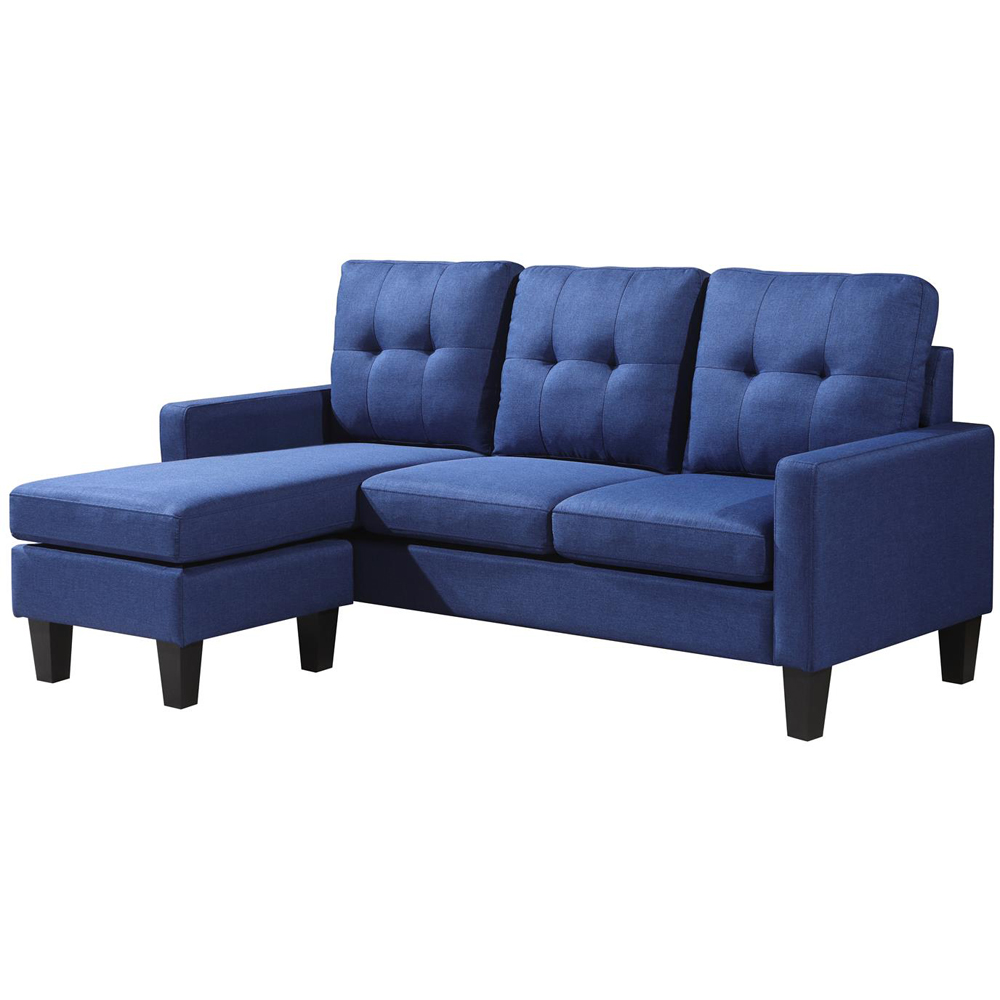 Kosy Koala 3 Seater Blue Ottoman L Shape Reversible Corner Sofa Set Image 3