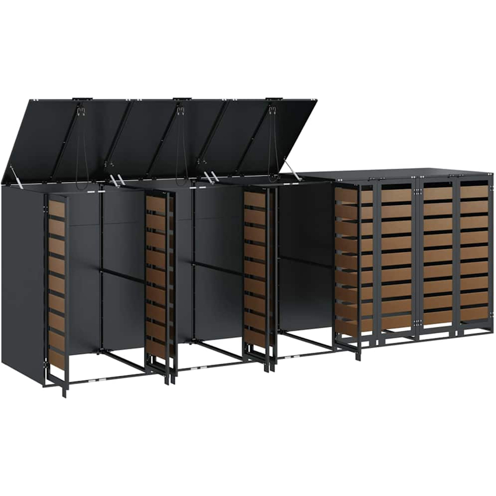 vidaXL Anthracite 5 Wheelie Bin Storage Shed with HDPE Door Image 4