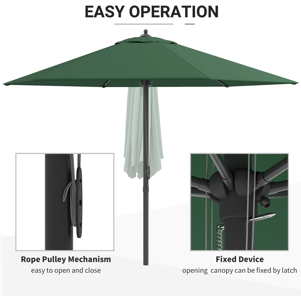 Outsunny Green Manual Push Parasol 2.8m Image 4