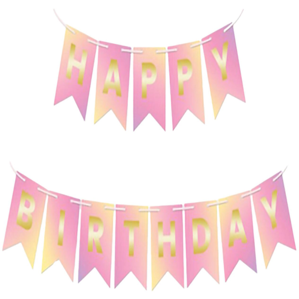 Pastel Party Happy Birthday Banner - Pink Image 1