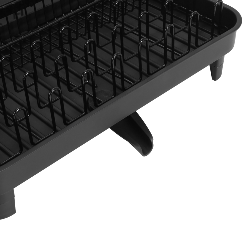 Living and Home Black Dish Drainer with Drying Tray Image 5
