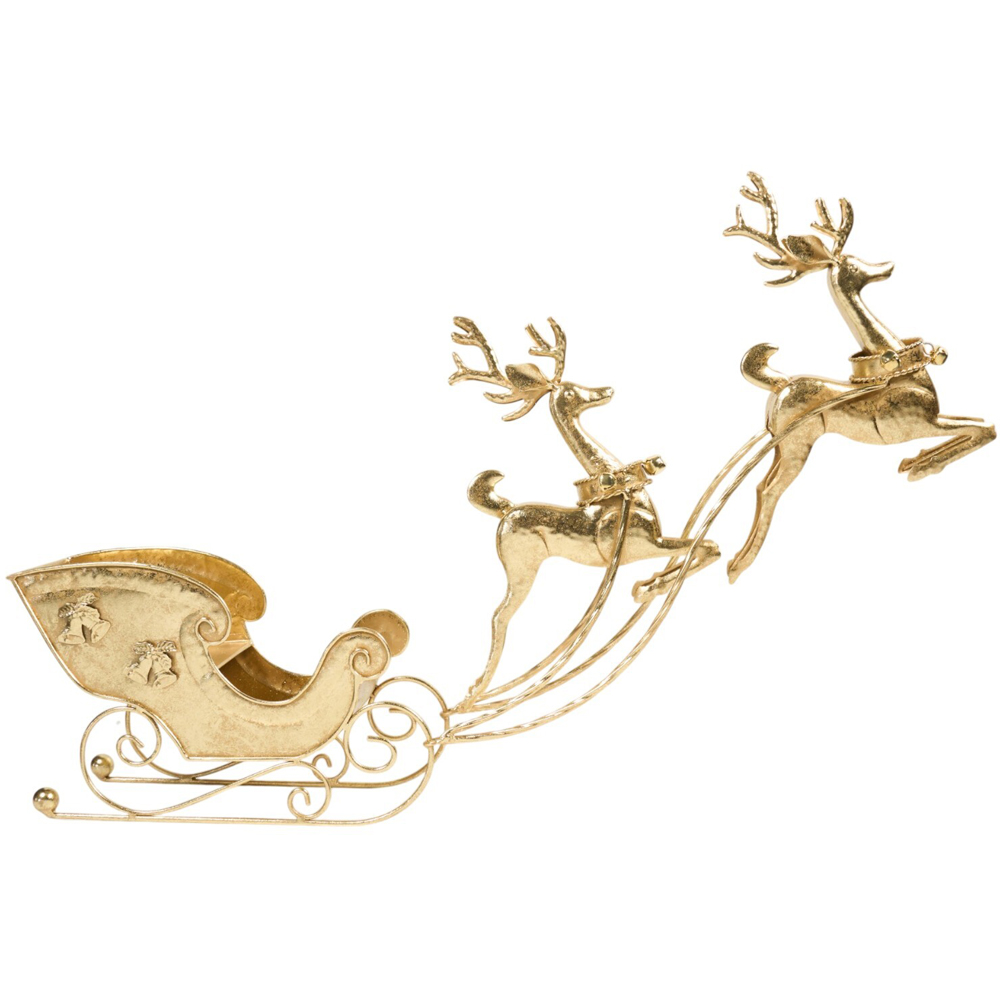 Deers with Sleigh Decoration Golden Image 2