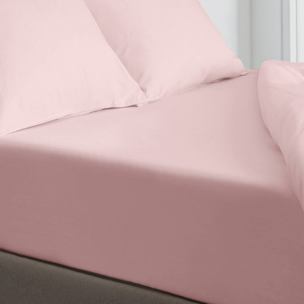 Velosso Microfibre Super King Size Pink Fitted Sheet Image 2