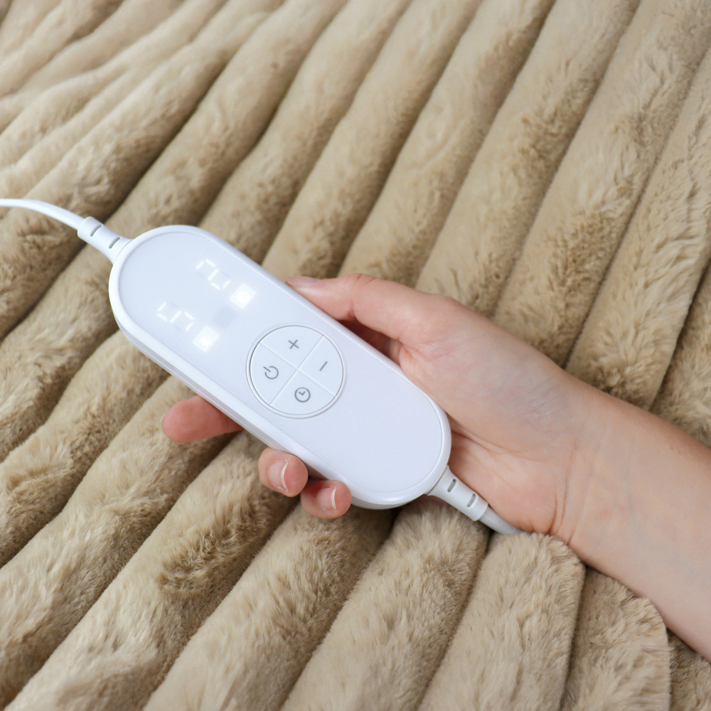 Igenix Beige Microfleece and Teddy Fleece Digital Control Heated Throw 160 x 130cm Image 7