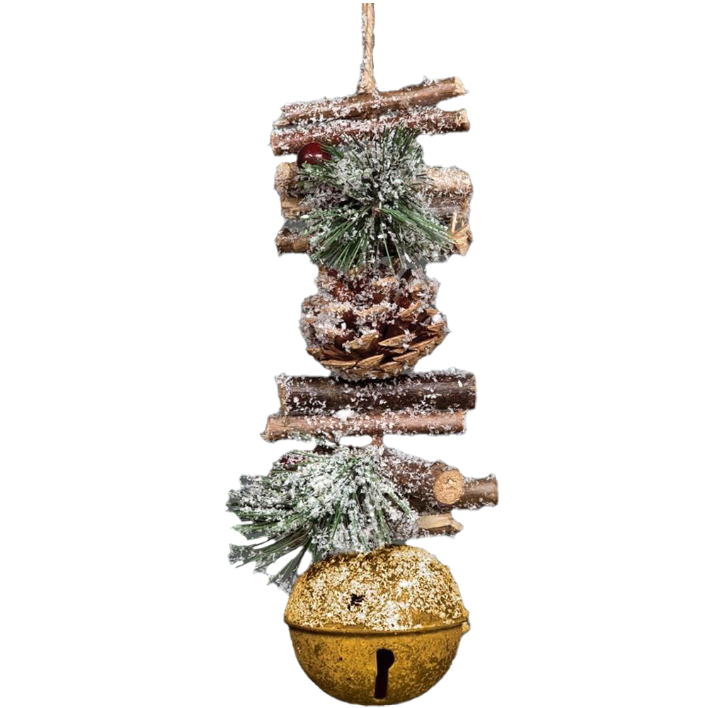 Shatchi Golden Jingle Bells Hanging Christmas Decoration 33cm Image 1