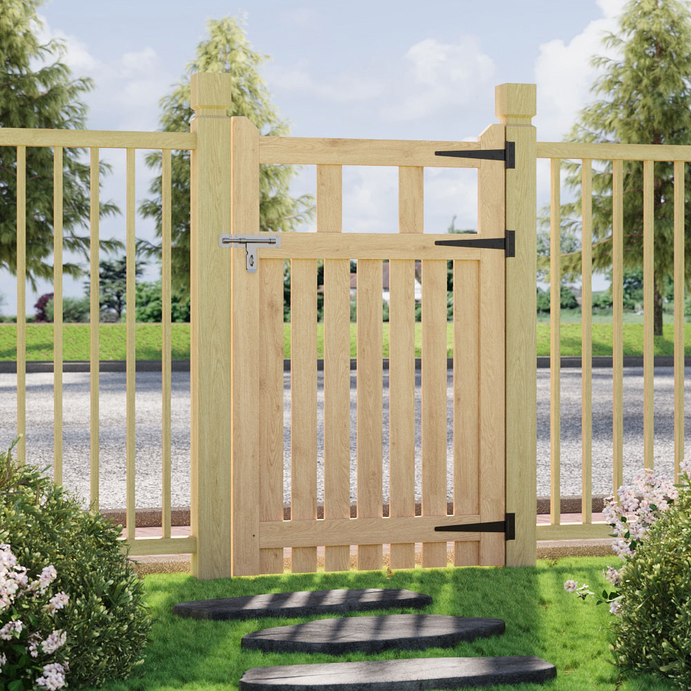 Outdoor Minimalist Nature Wooden Straight-Corner Garden Fence Door, 120 x 76 x 2.5cm Image 2